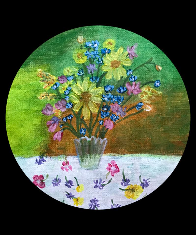 colorful flower arrangement | flower vase painting | flowers acrylic painting