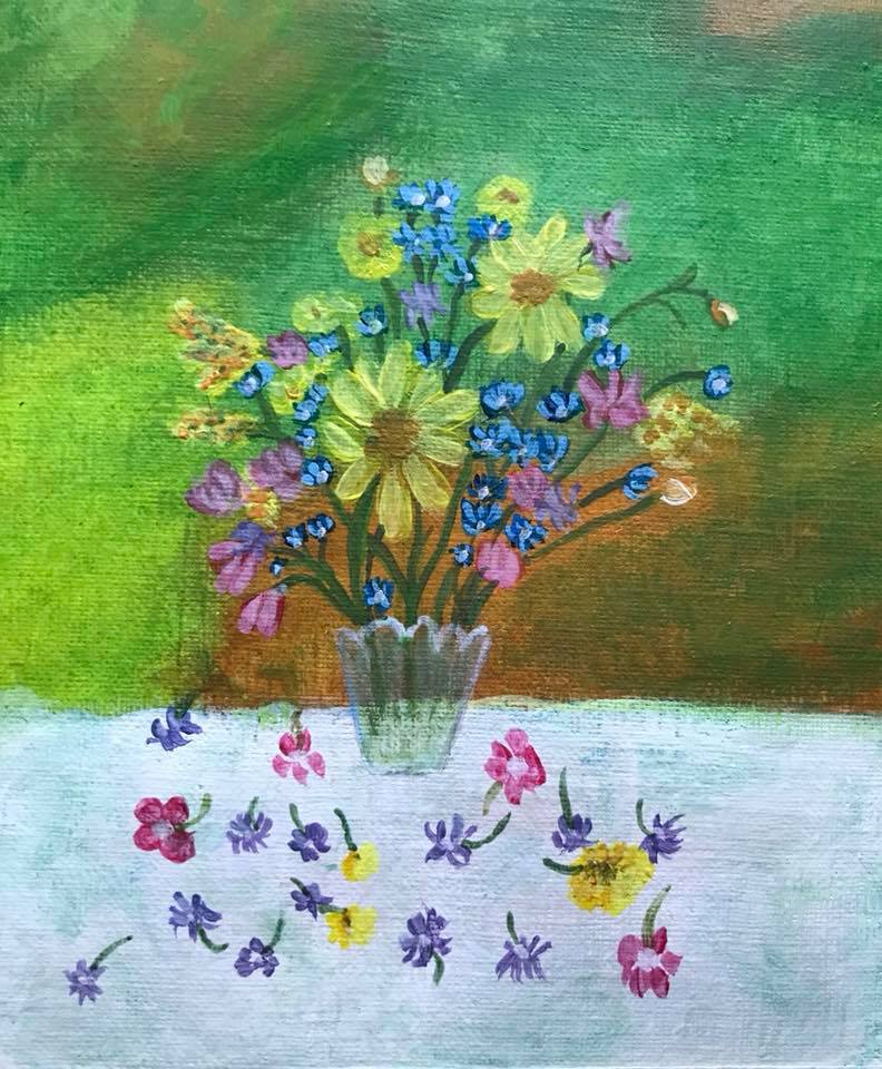 colorful flower arrangement | flower vase | flowers acrylic painting
